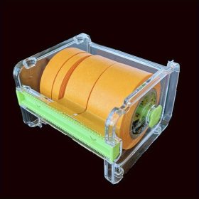   Átlátszó maszkolószalag-adagoló integrált vágóval és tárolódobozzal, DIY festőszalag-eszköz modellkészítéshez, átlátszó műanyag vágó szalagokhoz