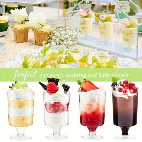   30 db műanyag mini desszertcsésze, újrafelhasználható, átlátszó parti tálalócsészék