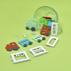   4 darabos vonat-témájú süteményszaggató készlet - Tartós műanyag kekszformák tortadíszítéshez és sütéshez, tökéletes konyhai eszközök