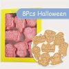 8 db-os Halloween süti kiszúró készlet, tartós műanyag kekszformák