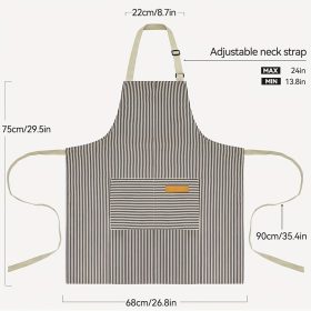   1db, pamut kötény, fekete-fehér csíkos állítható kötény, unisex kötény zsebbel, konyhai szakács kötények, női férfiaknak otthoni konyha, konyhai kellékek