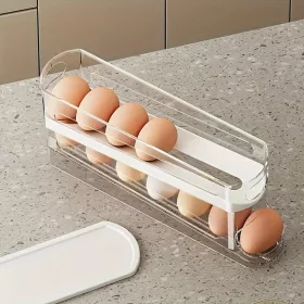   Kétszintes Automata Tojásgurító Adagoló - Frissen és Rendezetten Tartja a Tojásokat a Hűtőszekrényben, Szekrényben vagy Fiókban