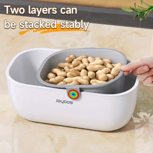 Többfunkciós Dupla Rétegű Snack és Gyümölcs Tároló Doboz folyadék tárolóval