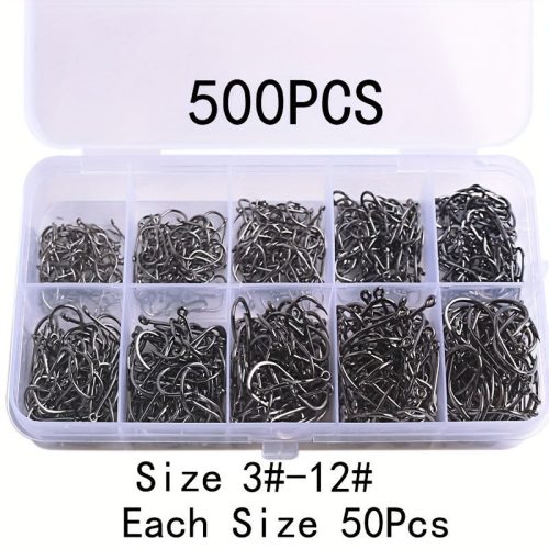 100db  horgász szett, szénacél egyszöges horog