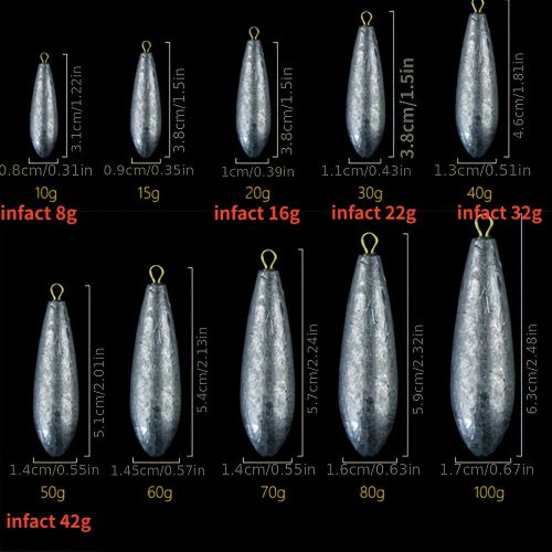 5db Professzionális Horgászmerevítők - Ólomvízcseppek