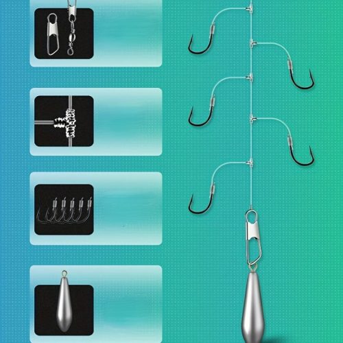 Extra éles horgászkészlet - T-alakú nyárs kialakítás, 5 horog zsinórral