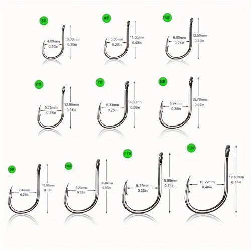 100db Vegyes Méretű Horgász Horog