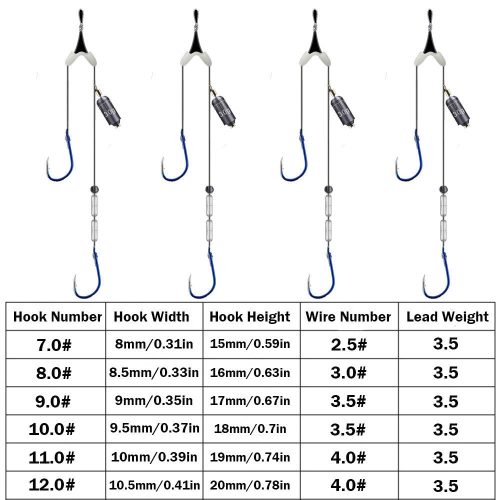 4db harapásgátló dupla horog gördülő forgóval és nylon zsinórral