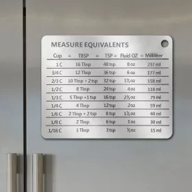   Mágneses skála lemez egységátváltási táblázattal - rozsdamentes acél hűtőmágnes Ezüst