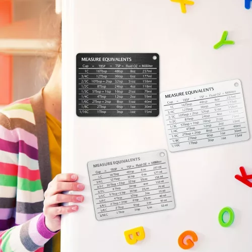 Mágneses skála lemez egységátváltási táblázattal - rozsdamentes acél hűtőmágnes Fehér