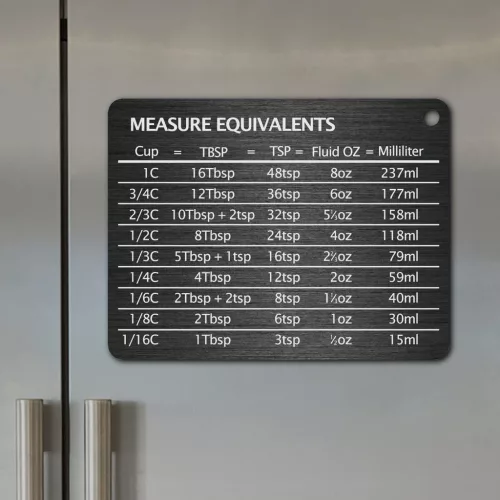 Mágneses skála lemez egységátváltási táblázattal - rozsdamentes acél hűtőmágnes Fehér