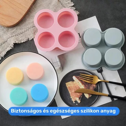 Újrahasznosítható szilikon sütőforma, 4 rekeszes Rózsaszín