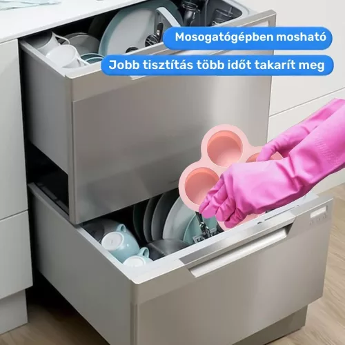 Újrahasznosítható szilikon sütőforma, 4 rekeszes Szürke