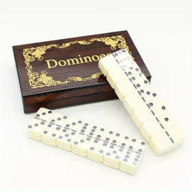   Fa dominó készlet - Hatpontos dominó társasjáték szórakoztatásra, szabadidőre és utazáshoz