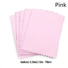   10 db-os ékszerpolírozó kendőkészlet arany és ezüst ékszerekhez, 6 x 8 cm Rózsaszín, 6 x 8 cm