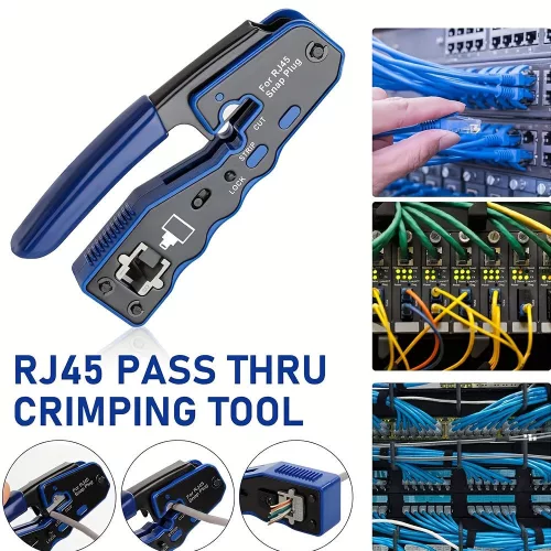 50 db Erős RJ45 krimpelő szett kábelteszterrel, vágóval - Cat5e/Cat5/Cat6 Ethernethez