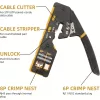 Professzionális Ethernet krimpelő szerszám ergonomikus fogantyúval, 8P RJ45 CAT5/6/6A, RJ11/RJ12