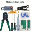 Hálózati szerviz eszközkészlet RJ45 teszterrel, krimpelő fogóval, kábelkövetővel, Cat5/Cat5e/Cat6-hoz