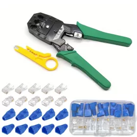   Professzionális RJ45 Cat5/Cat6 hálózati krimpelő fogó 4P/6P/8P, vágó és szálcsupaszító funkcióval