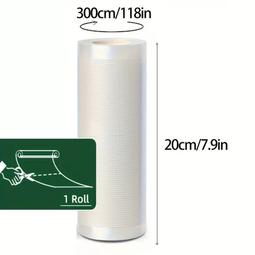20×300 cm vákuumzáró zsák tekercs élelmiszer-tartósításhoz