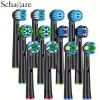 Schallcare pótlófej OB kompatibilis elektromos fogkeféhez, 12 db-os 16 db-os válogatás, 8 fehér + 8 fekete