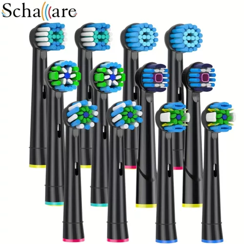 Schallcare pótlófej OB kompatibilis elektromos fogkeféhez, 12 db-os 16 db-os válogatás, 8 fehér + 8 fekete