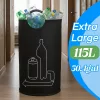Extra nagy 115 l újrahasznosító kosár otthonra, fekete, XL