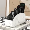 PU távirányító tartó 5 rekeszes tárolódobozzal – távirányító tálca rendszerező TV-hez Fehér márvány
