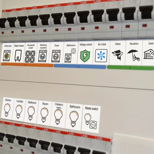 70 db/szett elektromos kapcsoló címke matrica - PVC anyagú otthoni azonosításhoz