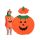 Tök jelmez álca Halloween-ra - gyerek és felnőtt méretben, aranyos narancssárga tök designnal, kiegészítőkkel.