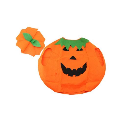 Tök jelmez álca Halloween-ra - gyerek és felnőtt méretben, aranyos narancssárga tök designnal, kiegészítőkkel.