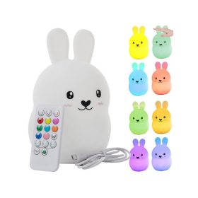   Gyerekéjszakai lámpa vezérlésével, érintésérzékeny, RGB színváltóval, távirányítóval - nyuszi