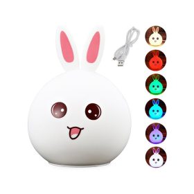   Gyerekek éjjeli lámpa nyuszi érintésérzékeny RGB világítással