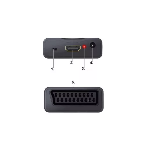 Scart to HDMI  AV Euro Full HD Átalakító - Converter Adapter - 1080p Átvitel - Kompatibilis TV-vel és Monitorral
