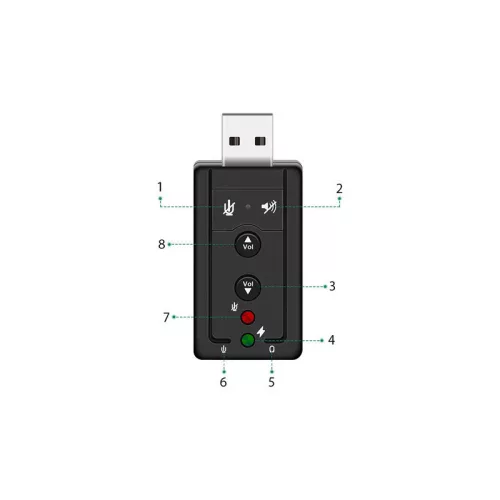 Hangkártya USB 7.1 mikrofon fejhallgató csatlakozóval