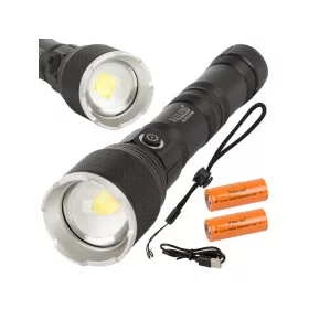   Katonai zseblámpa Cree XHP160 LED-del, erős fényerejű rendőr fáklyával