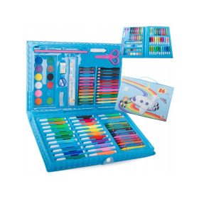   Művészeti készlet 86 db-os tokban - rajzolás, festés, alkotás, színes ceruzák, ecsetek, festékek, művészeti kellékek
