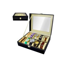   Óra tároló 10 rekeszes - óratartó doboz - karóra tároló - óra szekrény - óra doboz - óratartó rekeszekkel