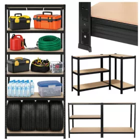 Iso Trade fekete tárolóállvány 222x100x45 Bigstreen