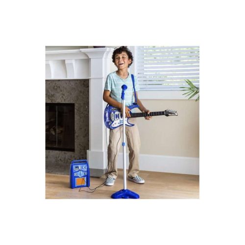 Elektromos gitár mikrofonnal és égkék erősítővel 22409