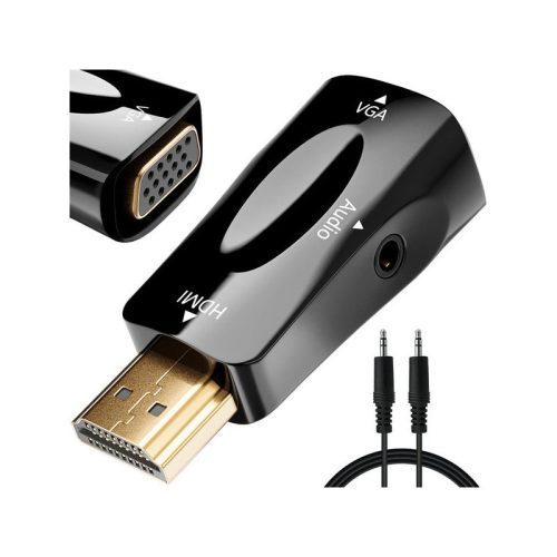 HDMI-VGA átalakító adapter hanggal és mini jack csatlakozóval